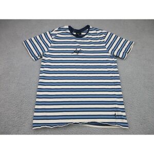HUF Worldwide Shirt Mens M Blue White Striped Skater Y2K‎ Casual Summer Comfort